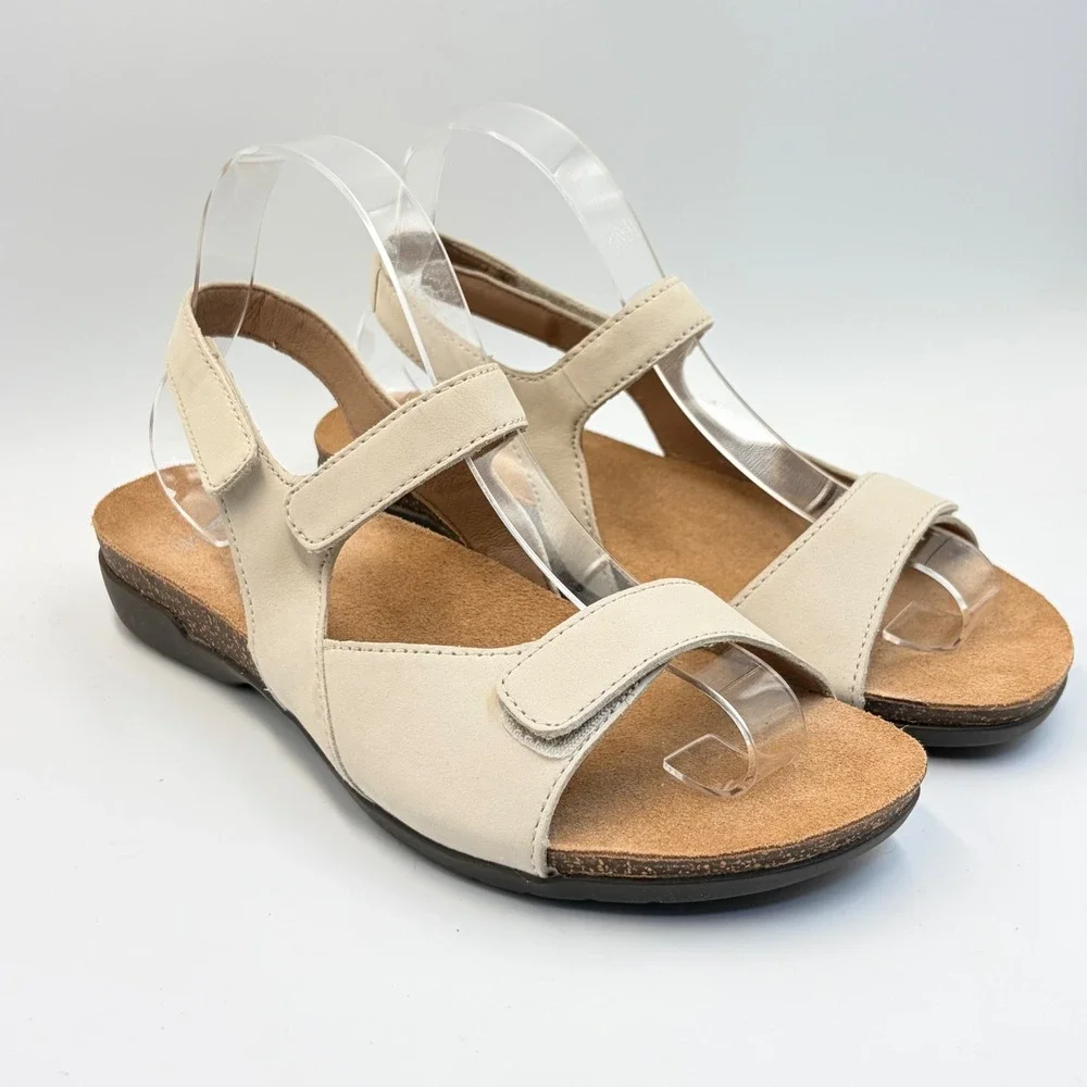 Dansko Ronda Cork‎ Sandals Nubuck Ivory Triple Strap Comfort Womens 40 US 9.5-10